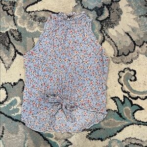 B Famous Floral Sleeveless Top with Tie Detail